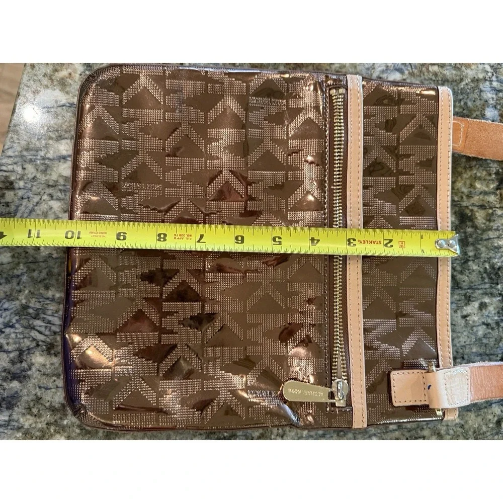 MICHAEL KORS JET SET SIGNATURE FLAT CROSSBODY 7X8.75 Cocoa LEATHER BAG